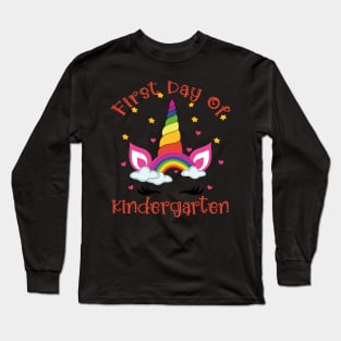 Lovely Unicorn Face | 1st Day of Kindergarten Long Sleeve T-Shirt